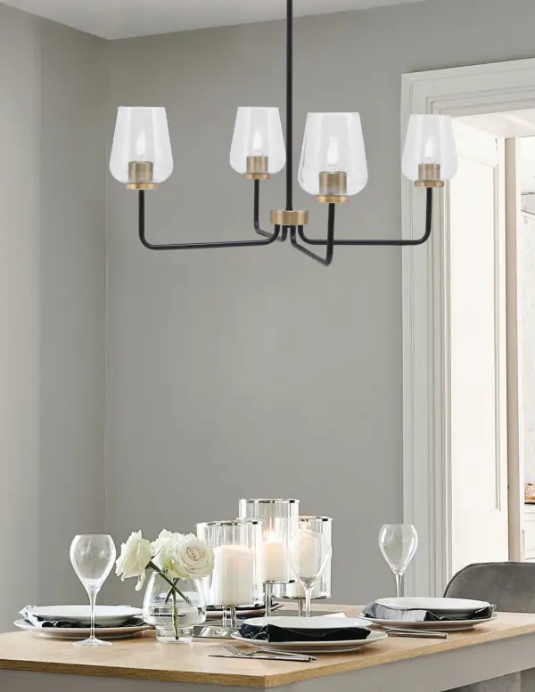 Modern Two-Tone Chandelier with Distinctive Bubble Glass Shades - Image 3