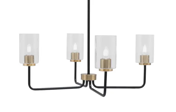 Sandia 4-Light Chandelier in Matte Black & New Age Brass with Clear Bubble Glass - Image 1