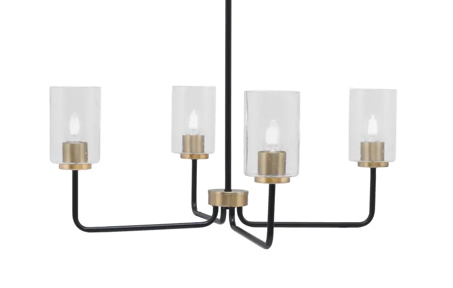 Sandia 4-Light Chandelier in Matte Black & New Age Brass with Clear Bubble Glass - Image 1