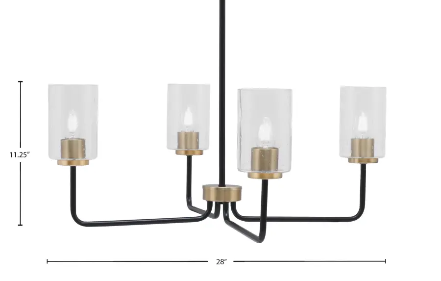 Sandia 4-Light Chandelier in Matte Black & New Age Brass with Clear Bubble Glass - Image 2