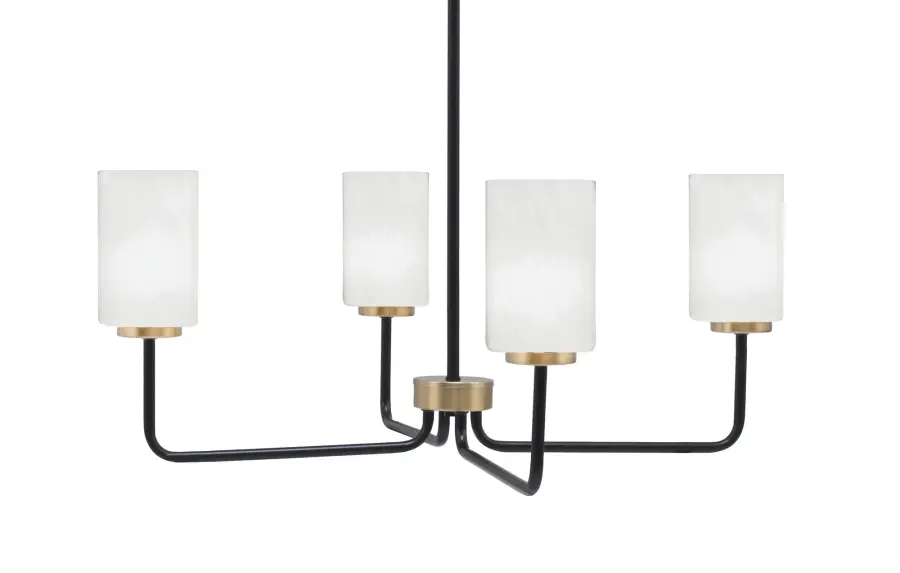 Modern Linear Chandelier with Elegant Marble Glass Shades - Image 1