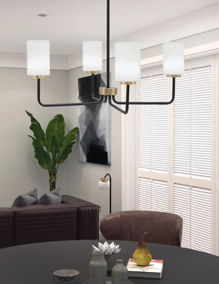 Modern Two-Tone Chandelier with Soft Diffused Lighting - Image 3