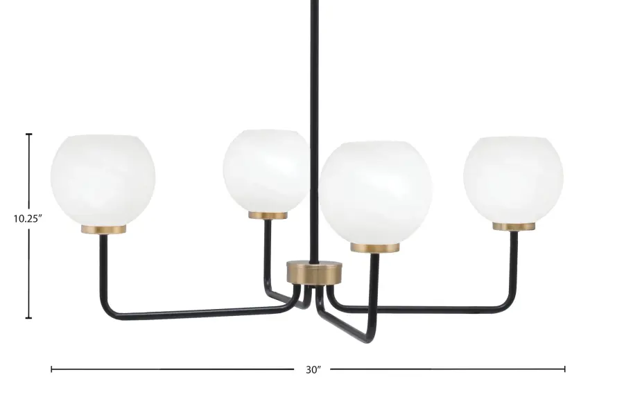 Sophisticated Two-Tone Chandelier with Elegant Marble Glass Shades - Image 2