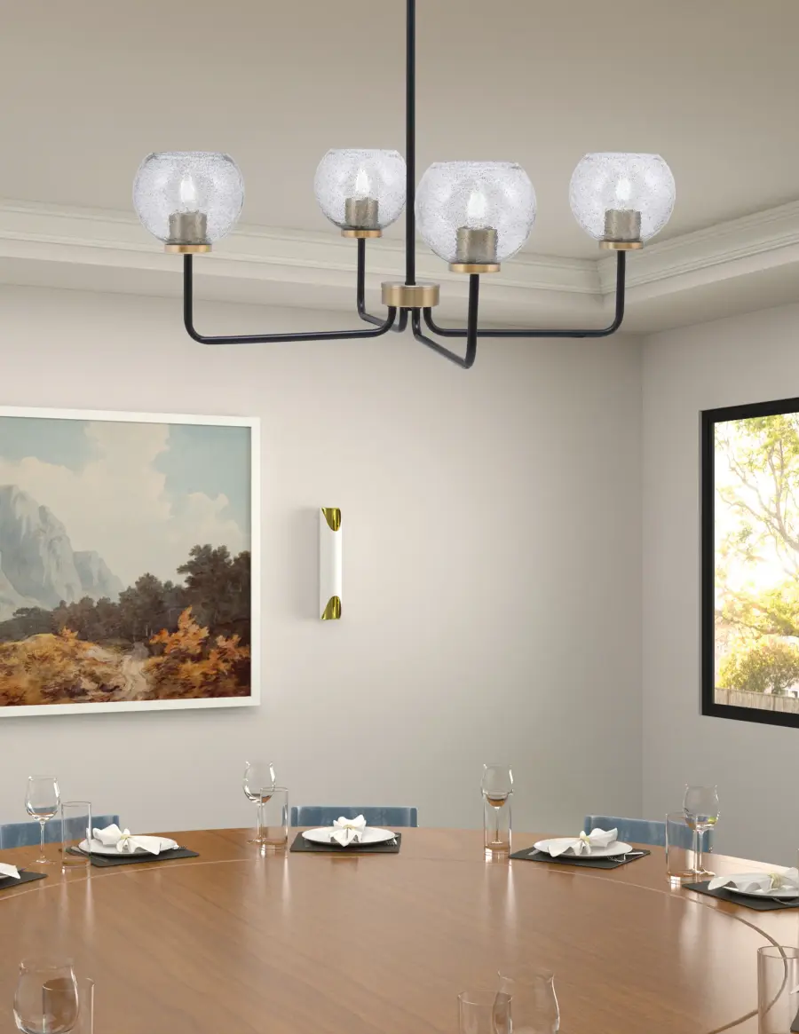 Sandia 4 Light Chandelier with Smoke Bubble Glass - Image 3