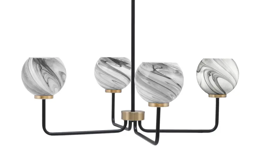 Elegant Contemporary Chandelier with Striking Onyx Swirl Glass - Image 1