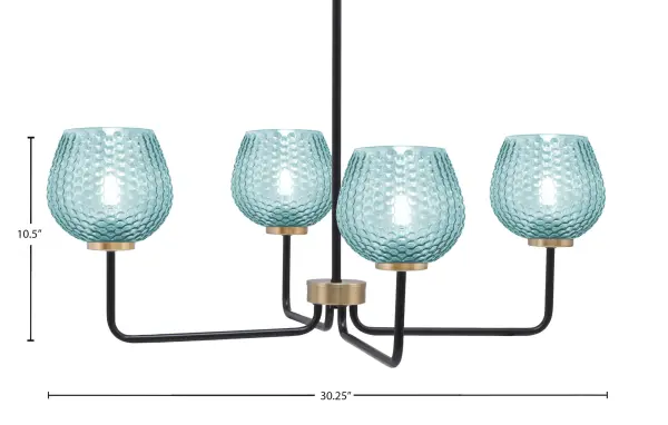 Sandia 4-Light Chandelier with Turquoise Textured Glass - Image 2