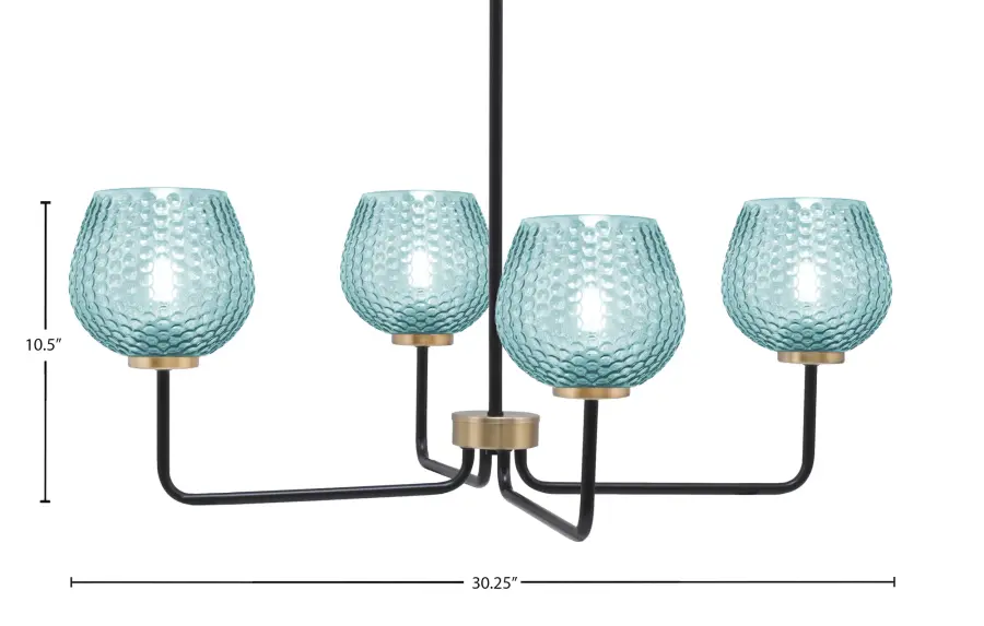 Sandia 4-Light Chandelier with Turquoise Textured Glass - Image 2
