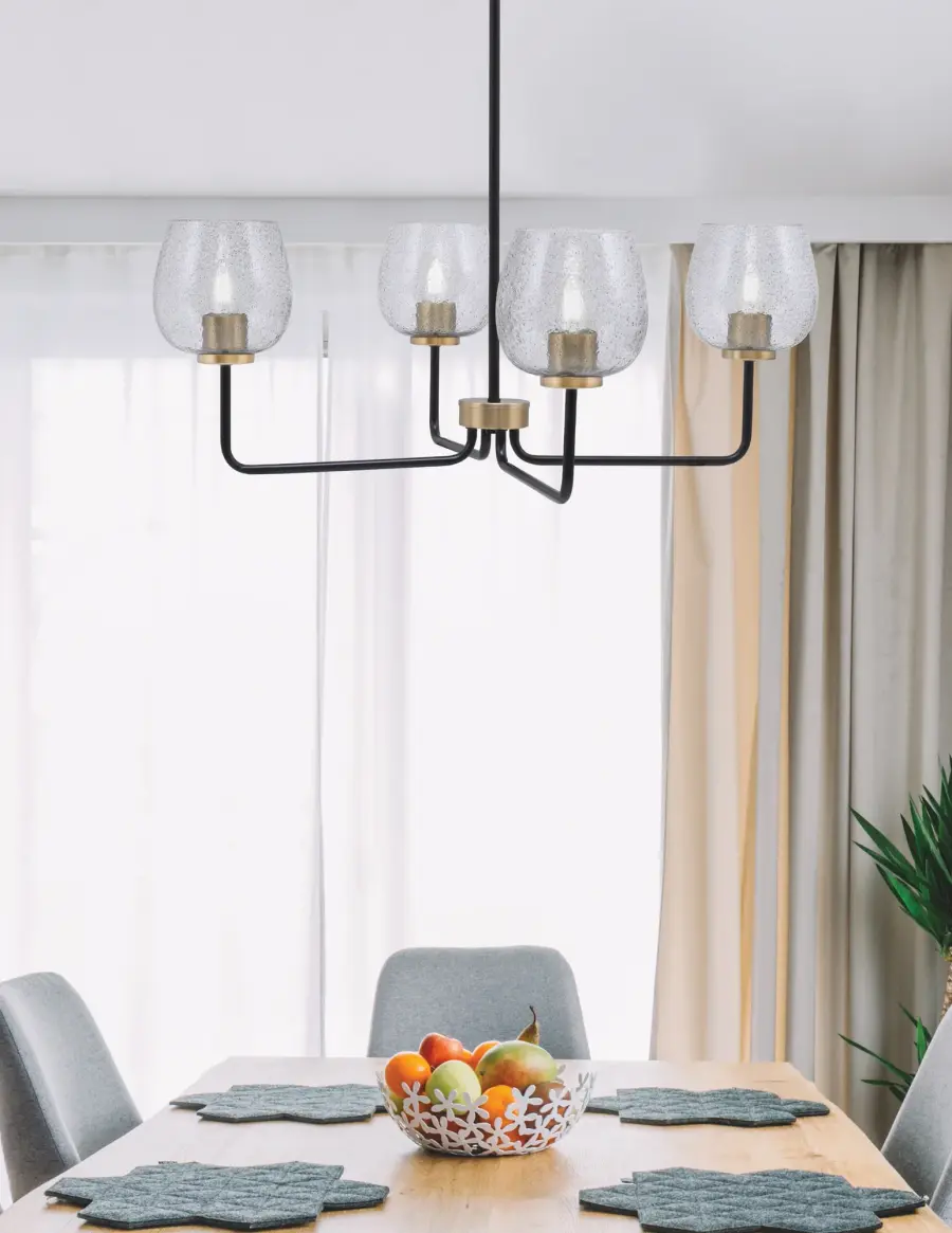 Modern Linear Chandelier with Striking Two-Tone Finish - Image 3