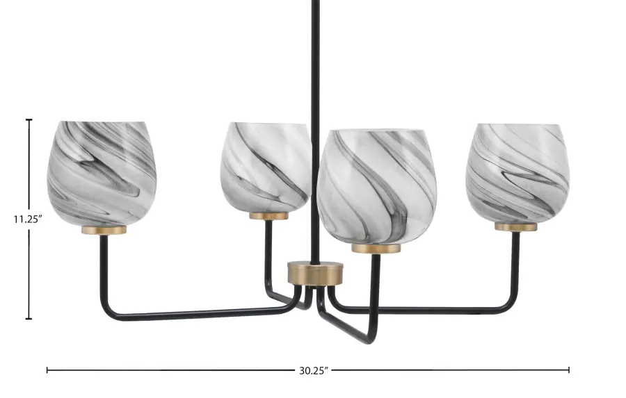 Sandia 4-Light Chandelier with Onyx Swirl Glass - Image 2