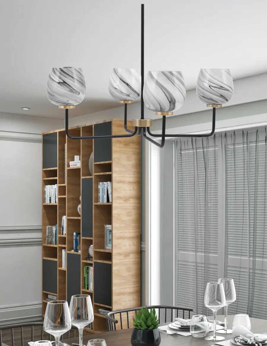 Sandia 4-Light Chandelier with Onyx Swirl Glass - Image 3
