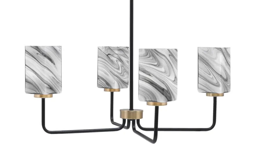 Sandia 4 Light Chandelier with Onyx Swirl Glass - Image 1