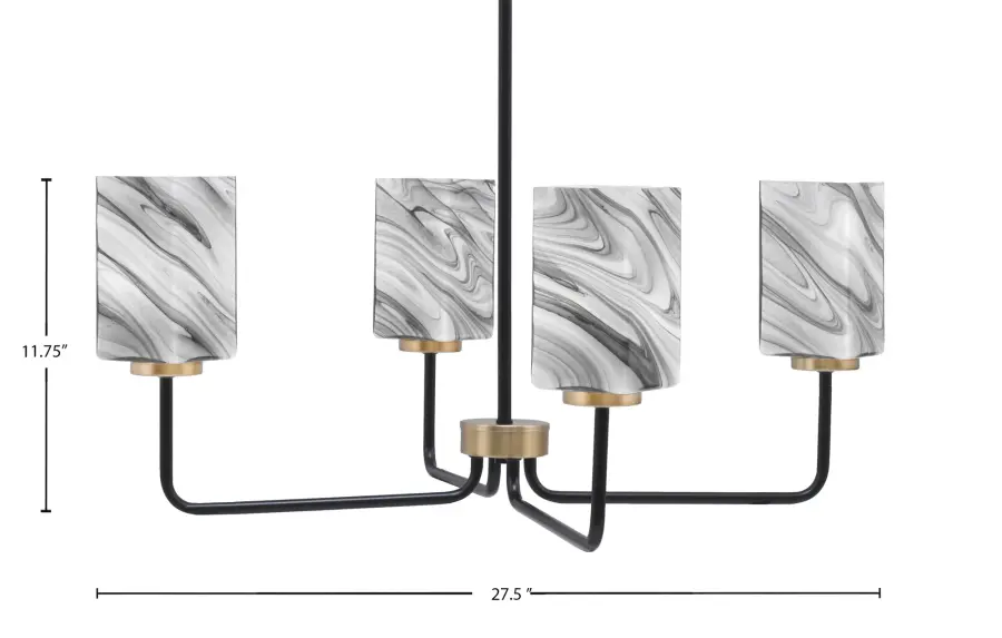 Sandia 4 Light Chandelier with Onyx Swirl Glass - Image 2