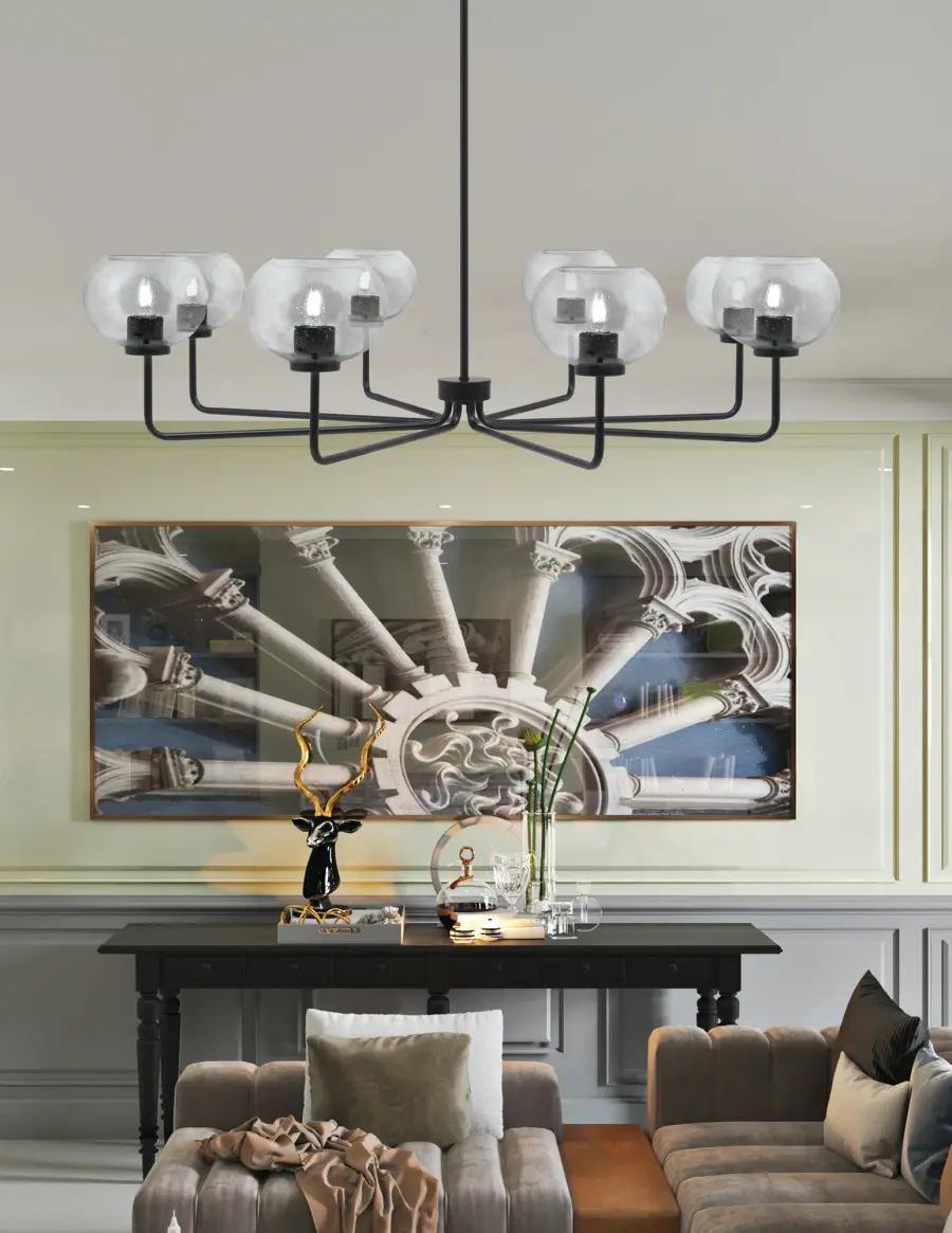 Bold Industrial Statement Piece with Striking Bubble Glass Shades - Image 3
