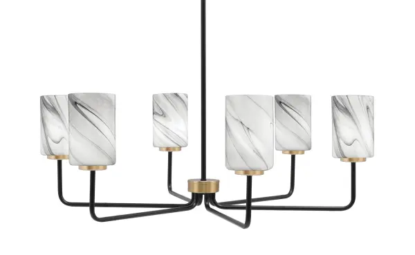 Sandia 6-Light Chandelier with Onyx Swirl Glass - Image 1