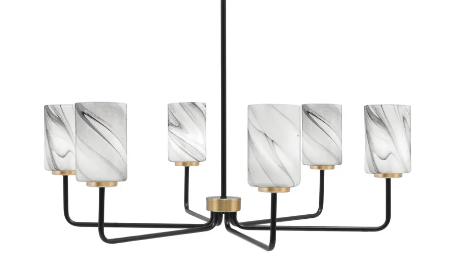 Sandia 6-Light Chandelier with Onyx Swirl Glass - Image 1