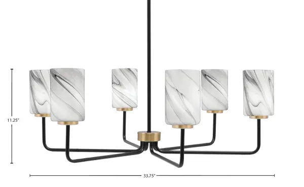 Sandia 6-Light Chandelier with Onyx Swirl Glass - Image 2