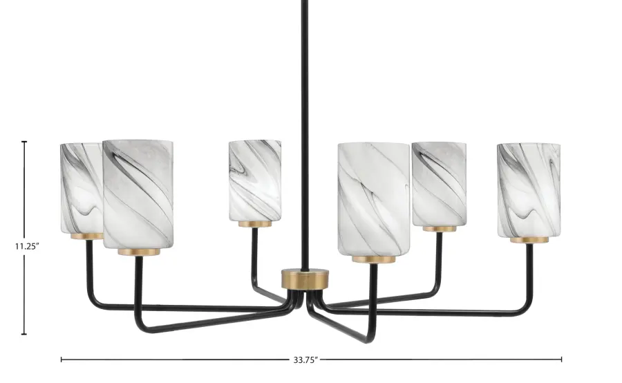 Sandia 6-Light Chandelier with Onyx Swirl Glass - Image 2