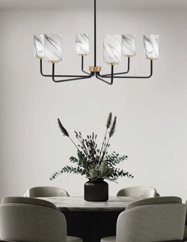 Sandia 6-Light Chandelier with Onyx Swirl Glass - Image 3