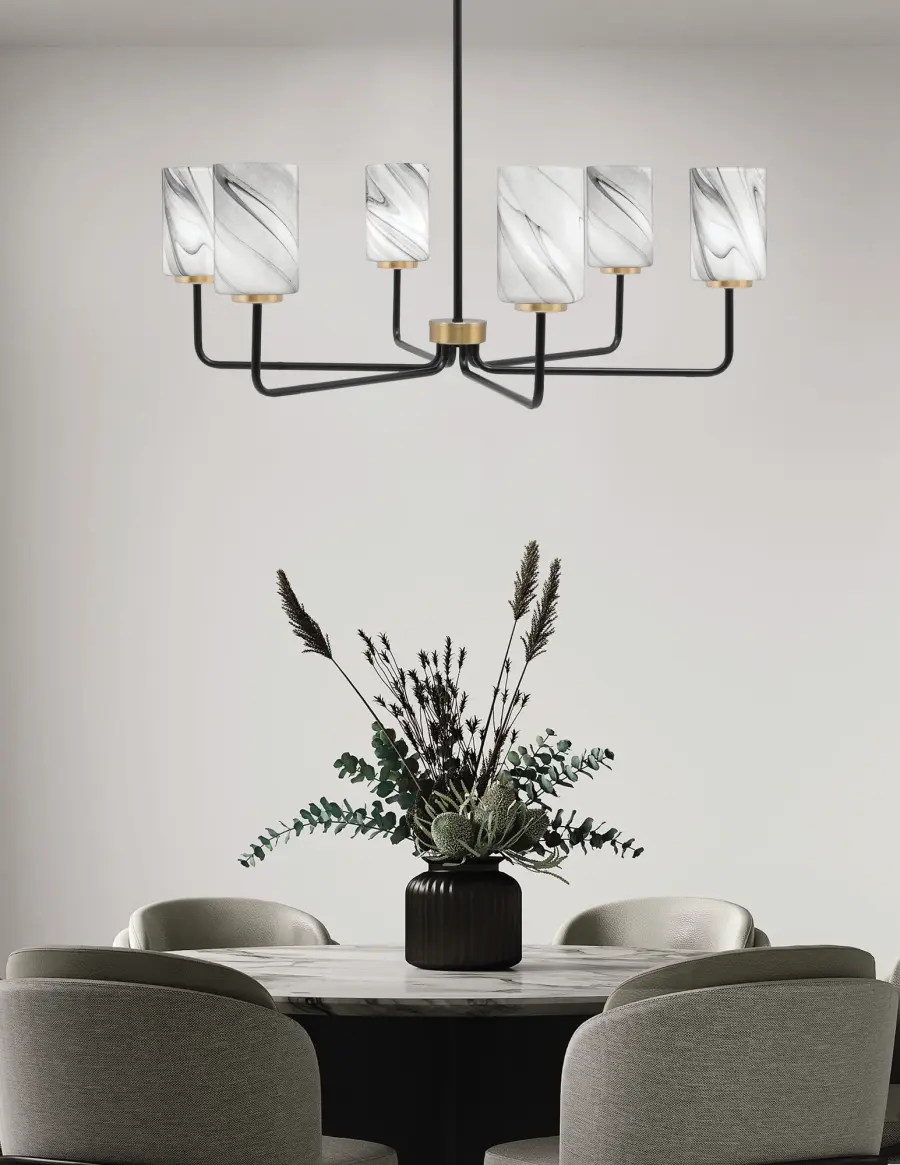 Sandia 6-Light Chandelier with Onyx Swirl Glass - Image 3