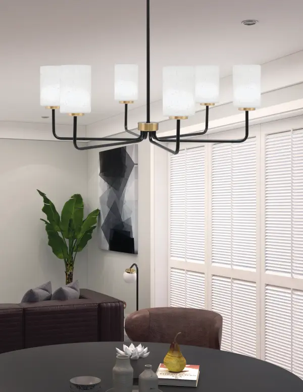 Sophisticated Two-Tone Chandelier with Warm, Diffused Lighting - Image 3