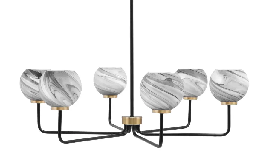 Sandia 6 Light Chandelier with Onyx Swirl Glass - Image 1