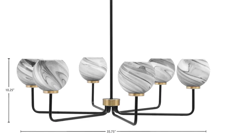 Sandia 6 Light Chandelier with Onyx Swirl Glass - Image 2