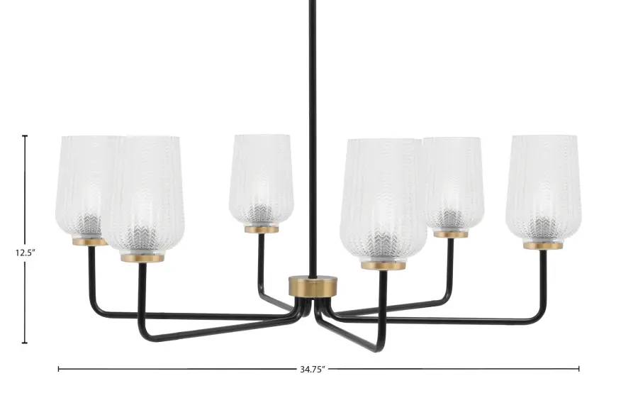 Modern Two-Tone Chandelier with Textured Glass Shades - Image 2