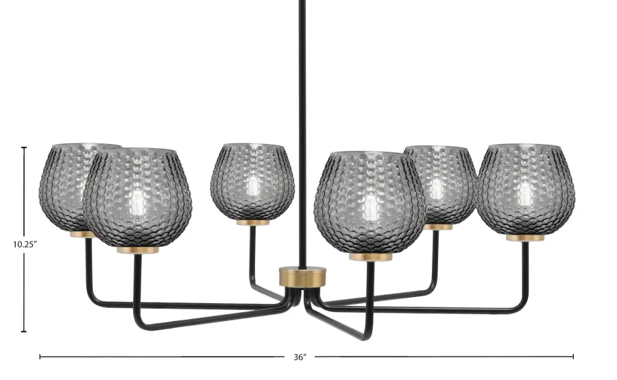 Sandia 6-Light Chandelier with Smoke Textured Glass - Image 2