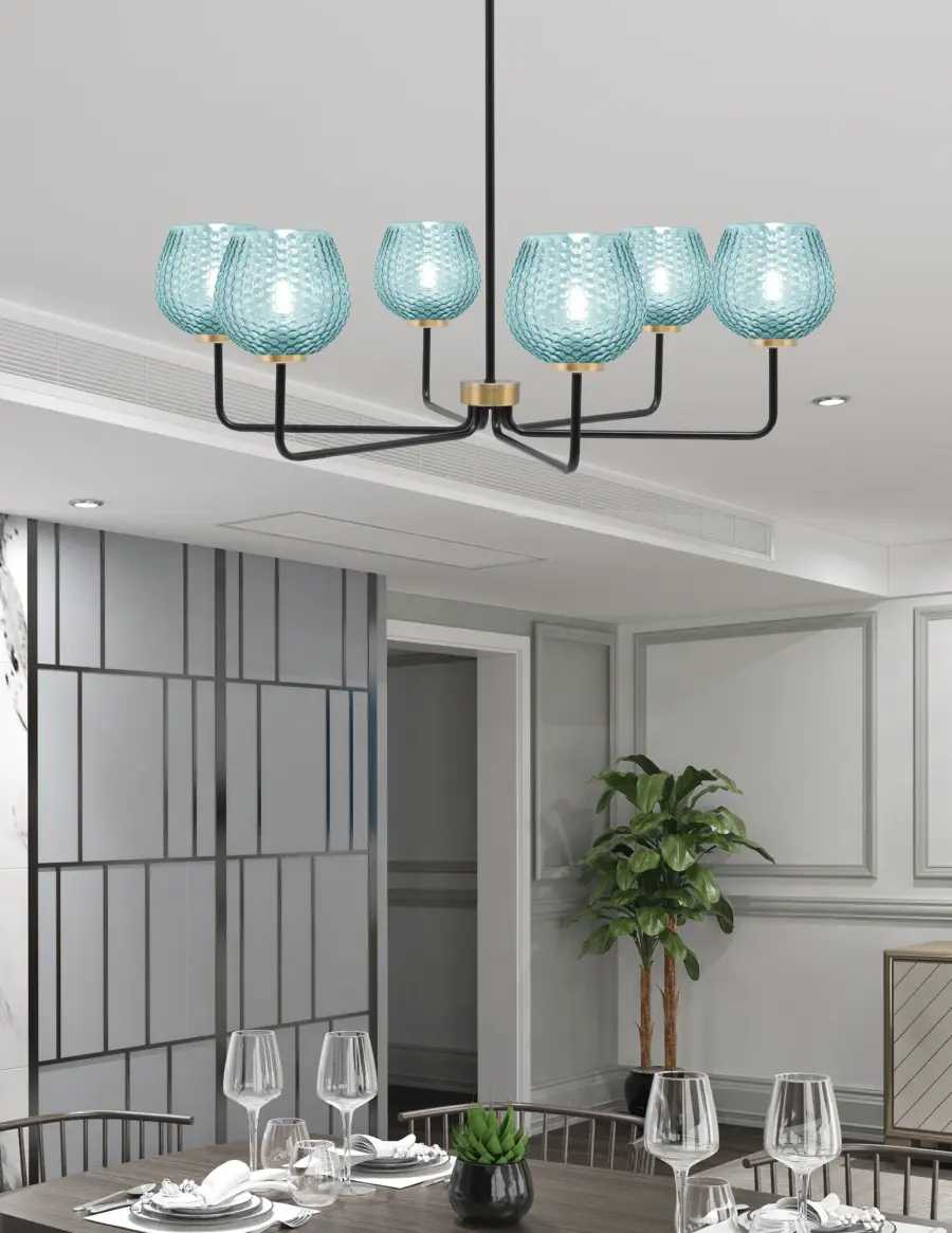 Sandia 6-Light Chandelier with Turquoise Glass - Image 3