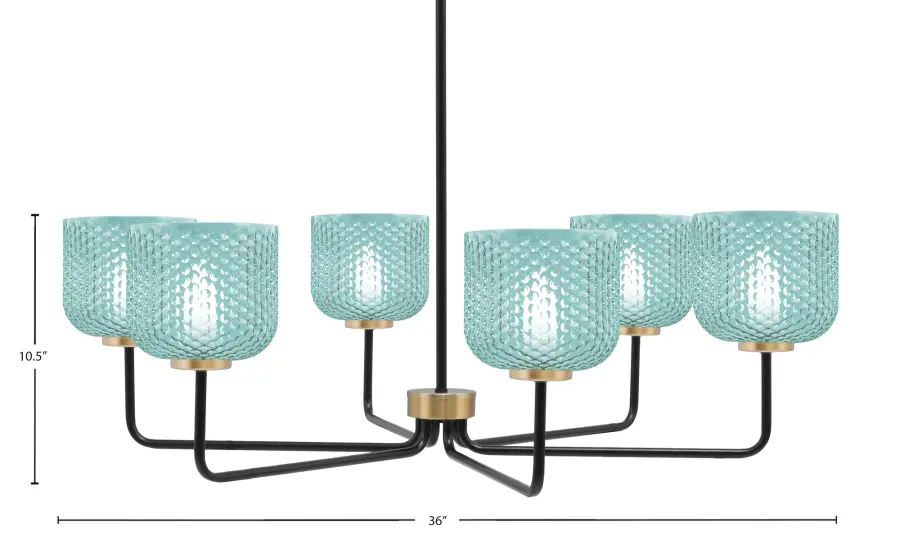 Sandia 6-Light Chandelier with Turquoise Glass - Image 2