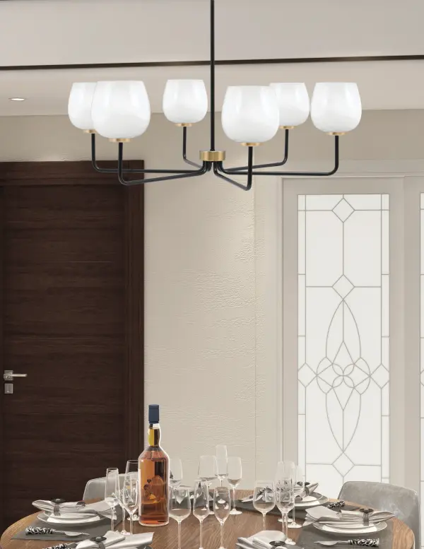 Modern Linear Chandelier with Sophisticated Two-Tone Finish - Image 3