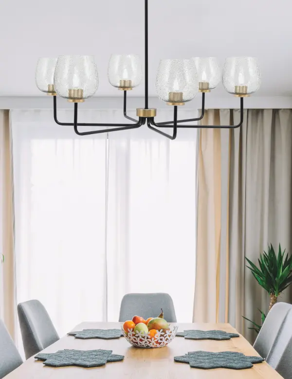 Sandia 6-Light Chandelier with Smoke Bubble Glass - Image 3