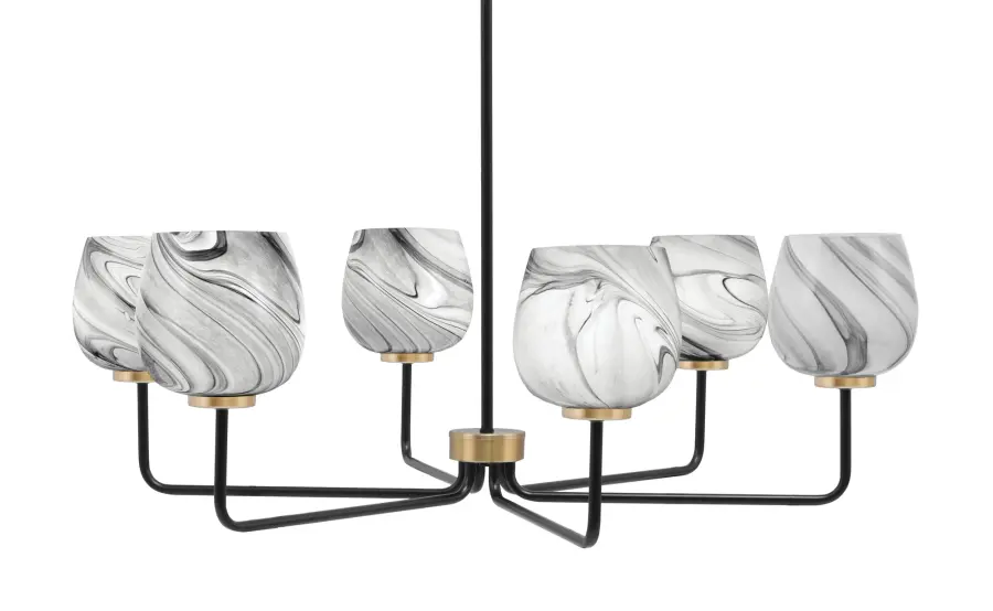 Sandia 6-Light Chandelier with Onyx Swirl Glass - Image 1
