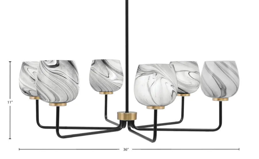 Sandia 6-Light Chandelier with Onyx Swirl Glass - Image 2