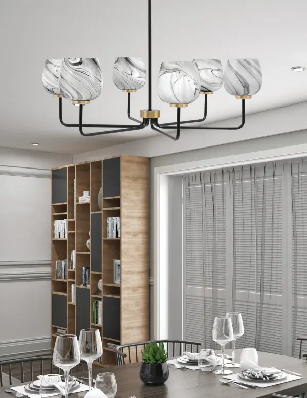 Sandia 6-Light Chandelier with Onyx Swirl Glass - Image 3