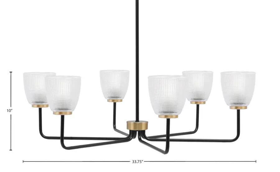 Sophisticated Two-Tone Chandelier with Timeless Ribbed Glass Detail - Image 2