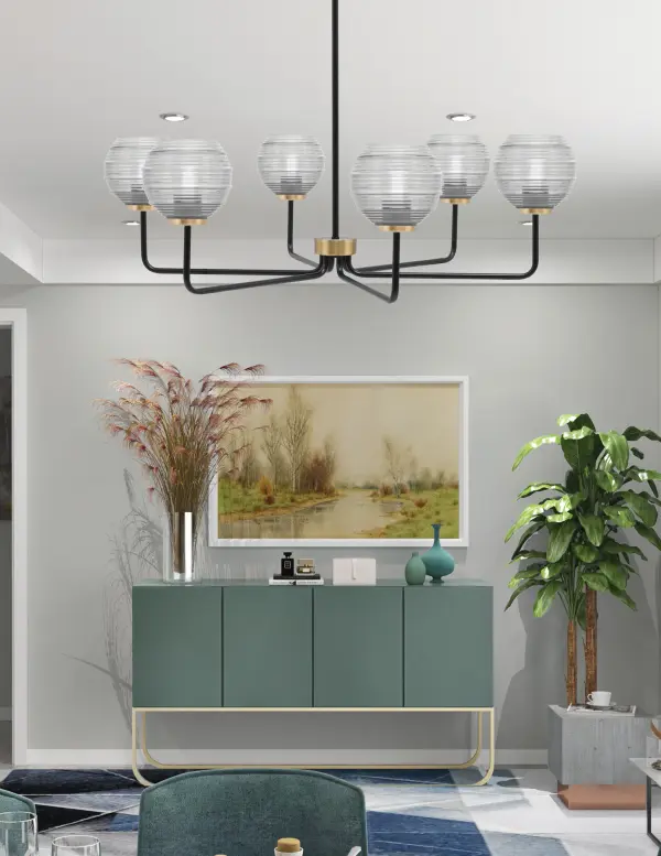 Industrial-Chic Linear Chandelier with Striking Two-Tone Finish - Image 3
