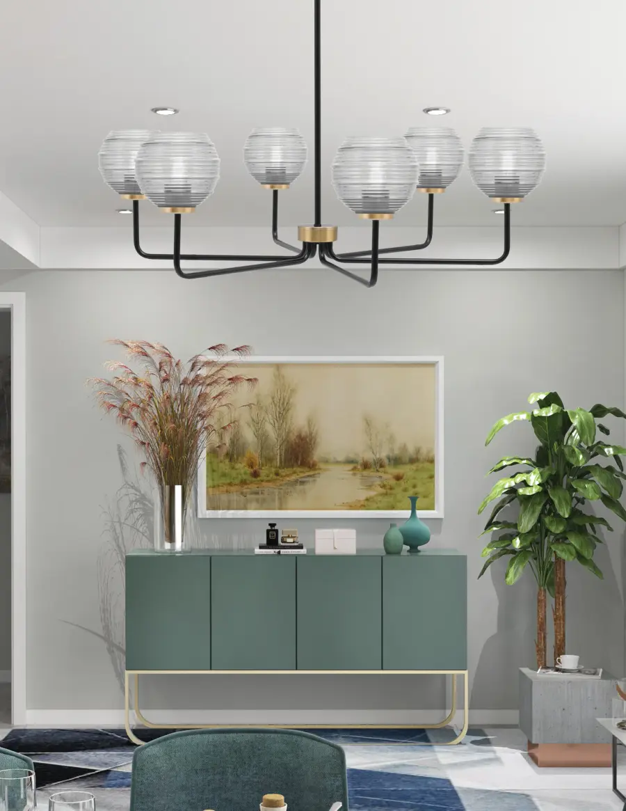 Industrial-Chic Linear Chandelier with Striking Two-Tone Finish - Image 3