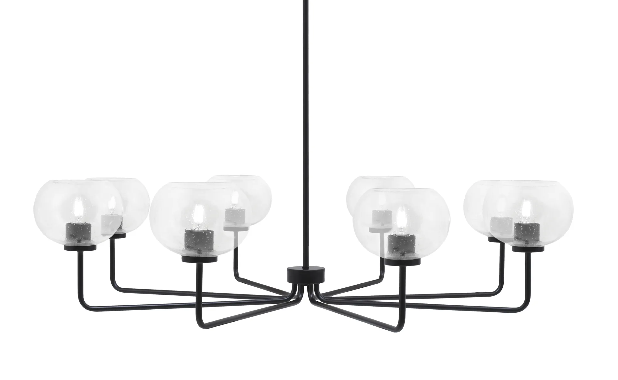 Sandia 8 Light Chandelier in Matte Black with Clear Bubble Glass