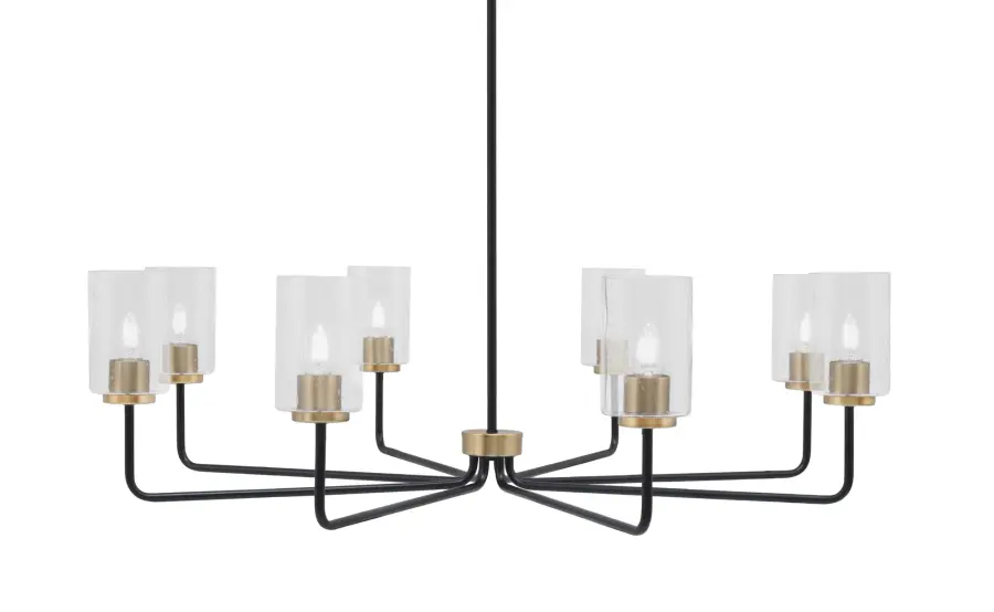 Sandia 8 Light Chandelier in Matte Black & New Age Brass with Clear Bubble Glass - Image 1