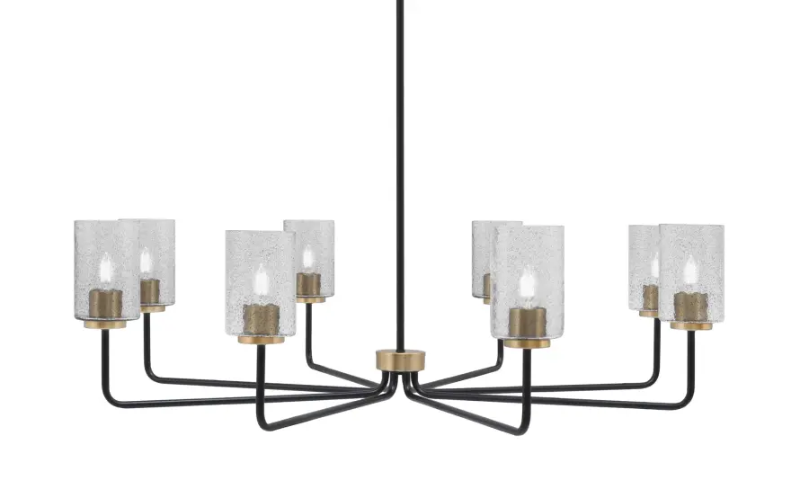 Sandia 8-Light Chandelier in Matte Black & New Age Brass with Smoke Bubble Glass - Image 1