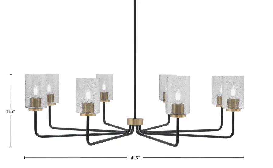 Sandia 8-Light Chandelier in Matte Black & New Age Brass with Smoke Bubble Glass - Image 2