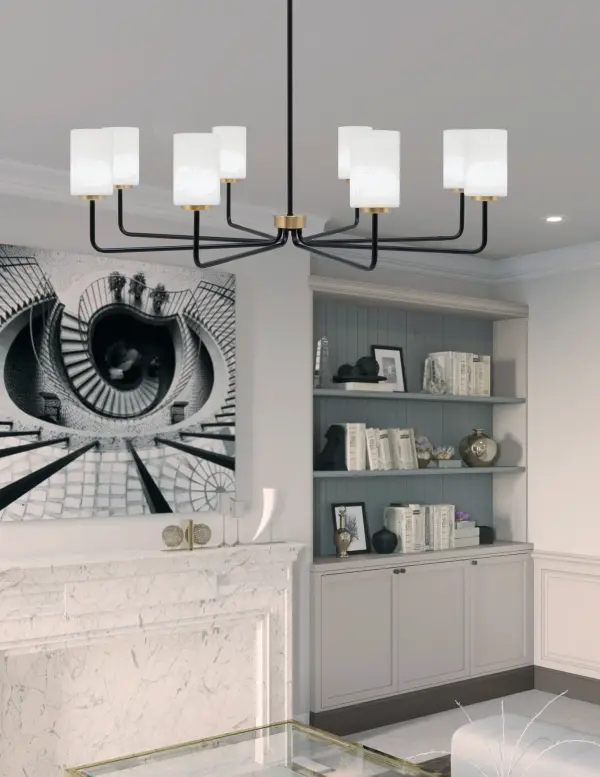 Modern Linear Chandelier with Striking Two-Tone Finish - Image 3