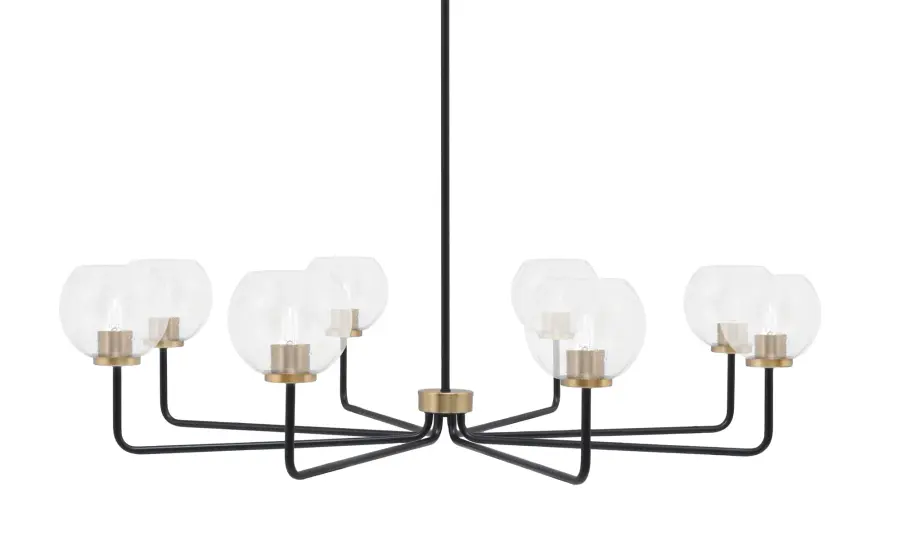 Modern Linear Chandelier with Striking Two-Tone Finish & Bubble Glass - Image 1