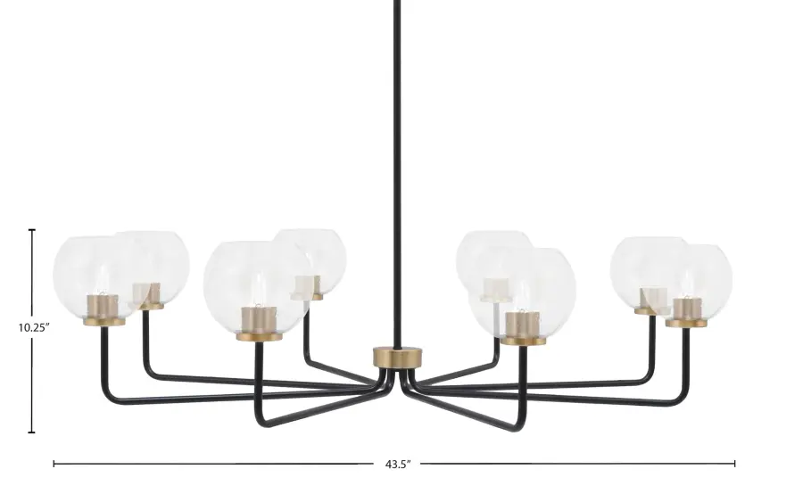 Modern Linear Chandelier with Striking Two-Tone Finish & Bubble Glass - Image 2