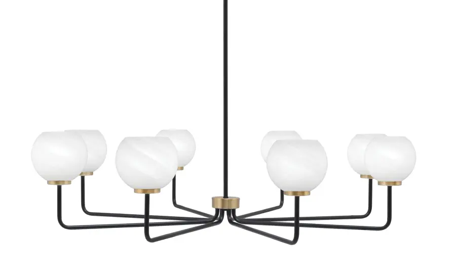 Sophisticated Linear Chandelier with Elegant Marble Glass Shades - Image 1