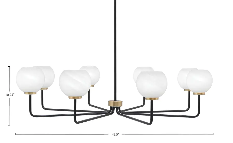Sophisticated Linear Chandelier with Elegant Marble Glass Shades - Image 2