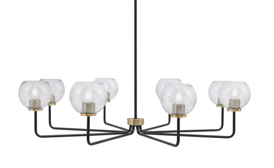 Sandia 8-Light Chandelier in Matte Black & New Age Brass with Smoke Bubble Glass - Image 1