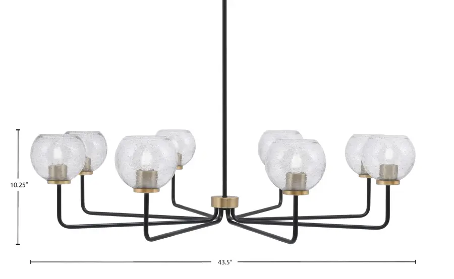 Sandia 8-Light Chandelier in Matte Black & New Age Brass with Smoke Bubble Glass - Image 2