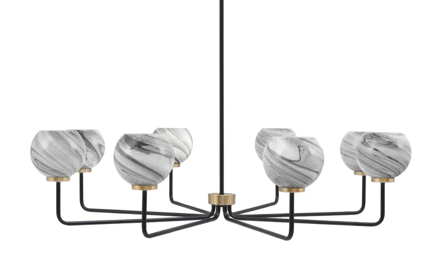 Bold Linear Chandelier with Striking Two-Tone Finish & Artisan Glass - Image 1